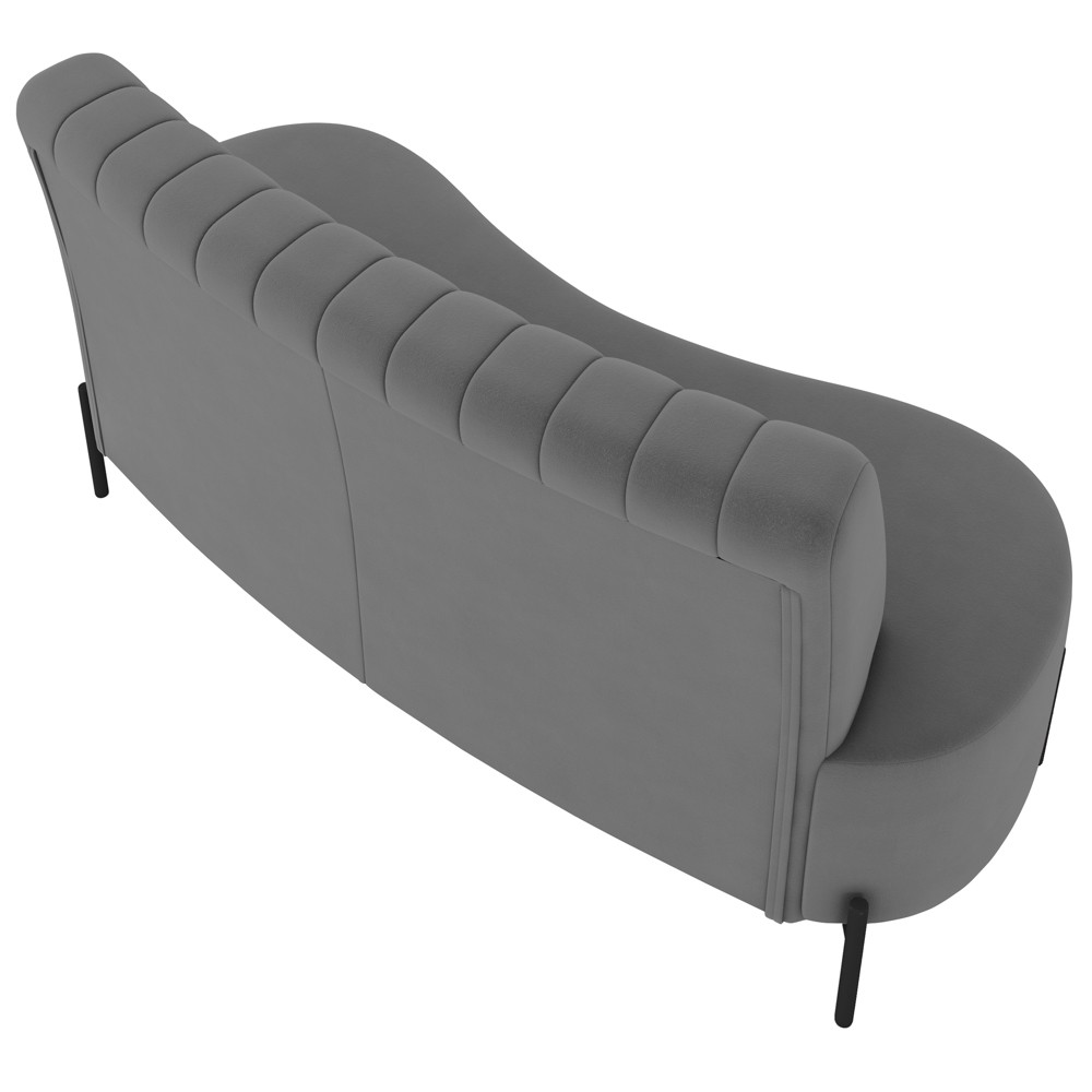Sofá 2 Lugares 160cm Pés Aço Preto Tamar Z08 Veludo Grafite - Mpozenato