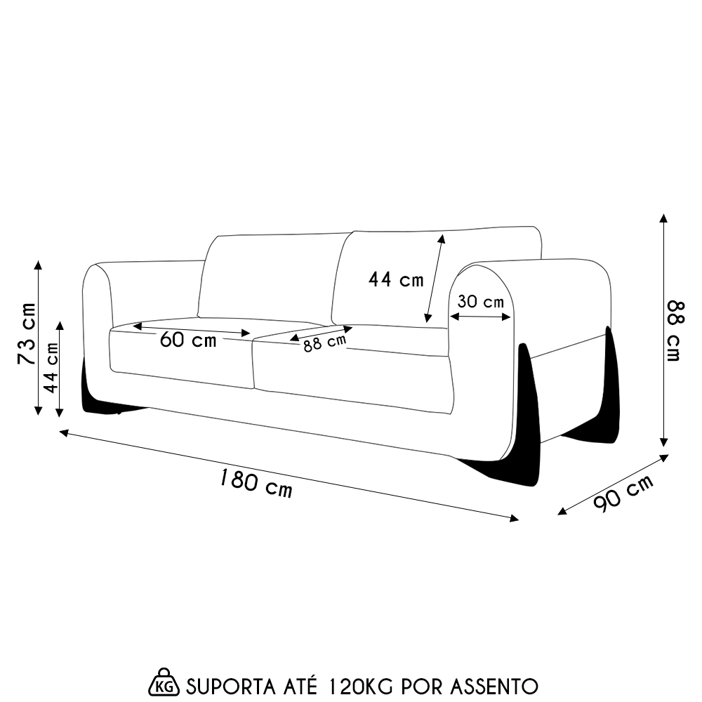 Sofá 2 Lugares Base de Madeira 180cm Izzy S06 Linho Cinza - Mpozenato