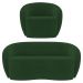 Sofá 2 Lugares Living 160cm e 1 Poltrona Giratória Garbin K04 Veludo Verde - Mpozenato