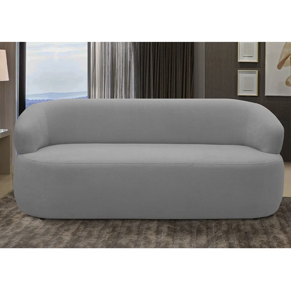 Sofá 2 Lugares Living Orgânico Sala de Estar 140cm Conka F05 Bouclê Cinza - Mpozenato