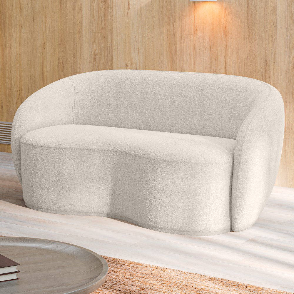 Sofá 2 Lugares Living Orgânico Sala de Estar 160cm Garbin K04 Bouclê Bege - Mpozenato
