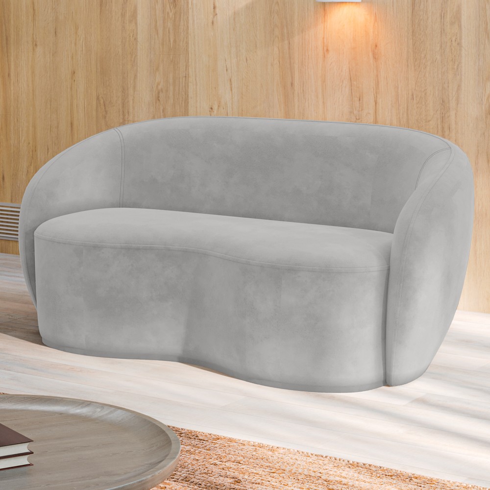 Sofá 2 Lugares Living Orgânico Sala de Estar 160cm Garbin K04 Veludo Cinza - Mpozenato