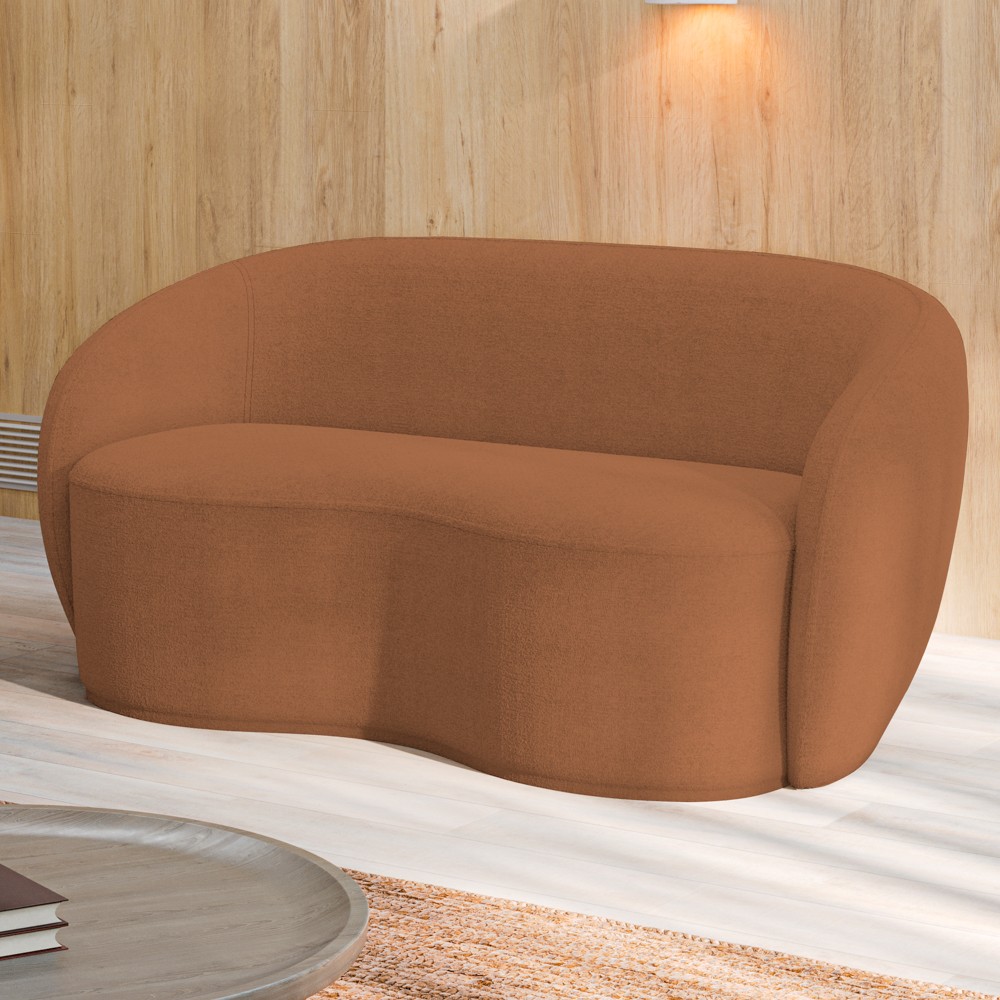 Sofá 2 Lugares Living Orgânico Sala de Estar 160cm Garbin Z08 Boucle Terracota - Mpozenato