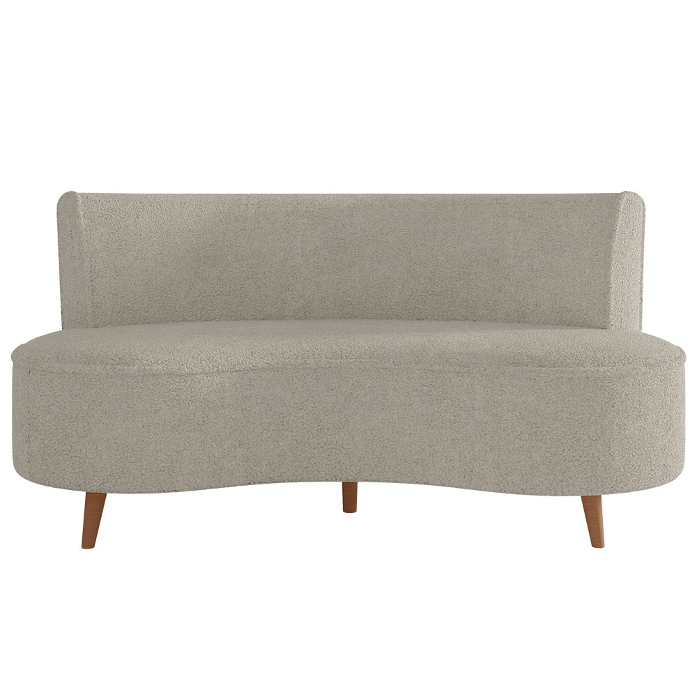 Sofá 2 Lugares para Sala Living 135cm Pés Palito Korah K04 Bouclê Bege - Mpozenato
