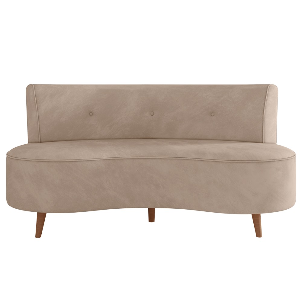 Sofá 2 Lugares para Sala Living 135cm Pés Palito Korah K04 Veludo Bege - Mpozenato