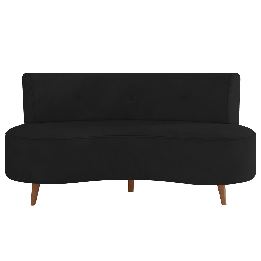Sofá 2 Lugares para Sala Living 135cm Pés Palito Korah K04 Veludo Preto - Mpozenato