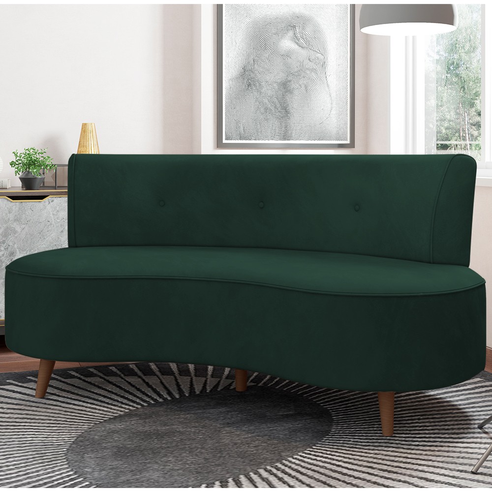 Sofá 2 Lugares para Sala Living 135cm Pés Palito Korah K04 Veludo Verde - Mpozenato