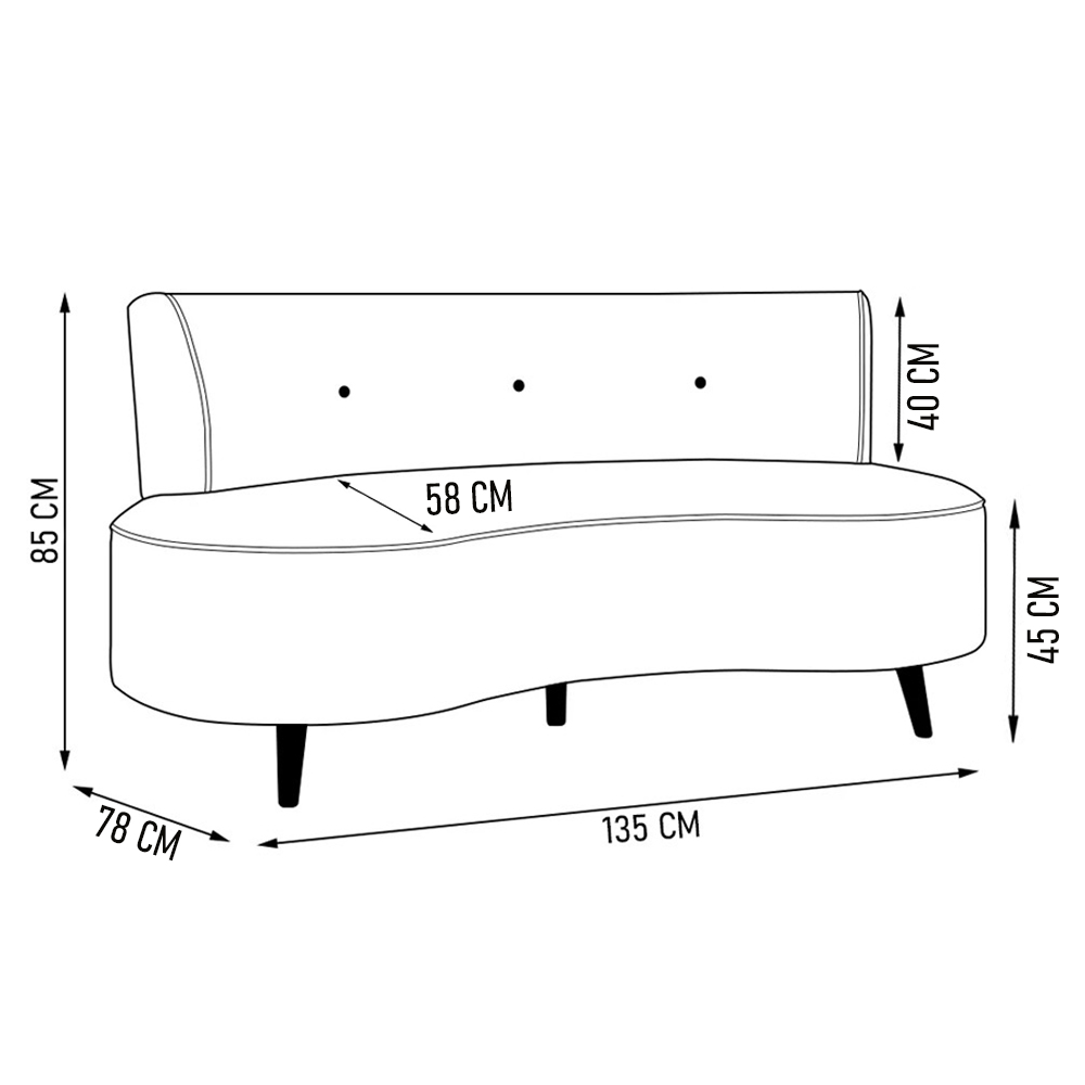 Sofá 2 Lugares para Sala Living 135cm Pés Palito Korah K04 Veludo Verde - Mpozenato