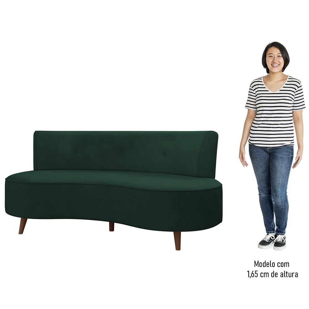 Sofá 2 Lugares para Sala Living 135cm Pés Palito Korah K04 Veludo Verde - Mpozenato