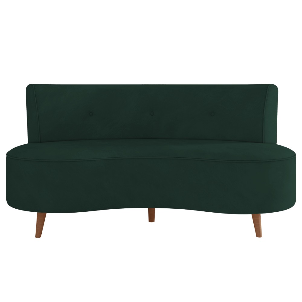 Sofá 2 Lugares para Sala Living 135cm Pés Palito Korah K04 Veludo Verde - Mpozenato