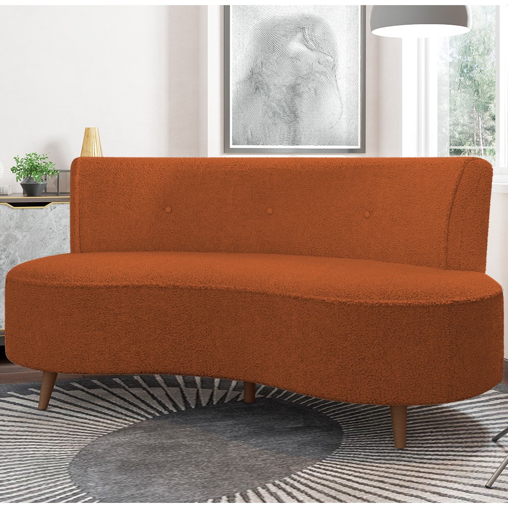 Sofá 2 Lugares para Sala Living 135cm Pés Palito Korah Z08 Boucle Terracota - Mpozenato