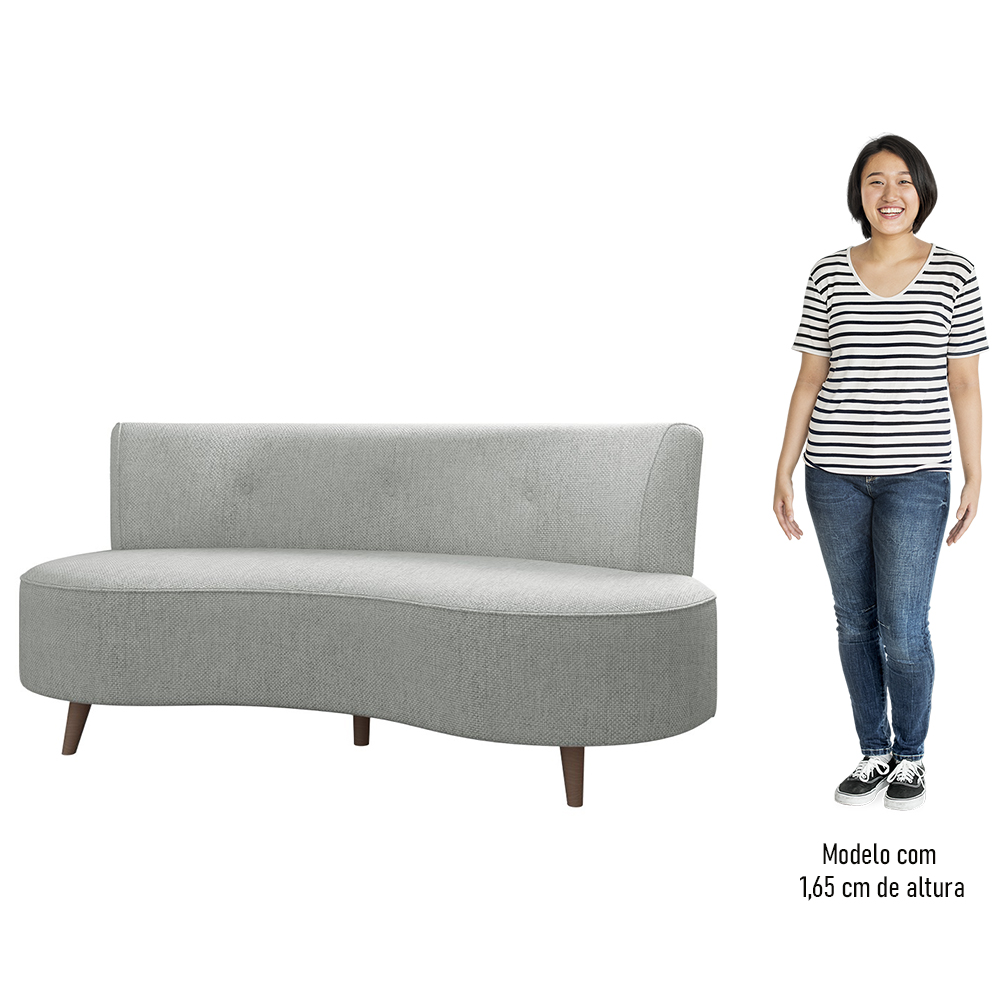 Sofá 2 Lugares para Sala Living 135cm Pés Palito Korah Z08 Linho Cinza - Mpozenato