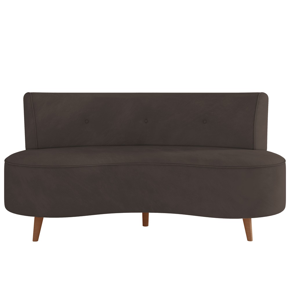 Sofá 2 Lugares para Sala Living 135cm Pés Palito Korah Z08 Veludo Marrom - Mpozenato