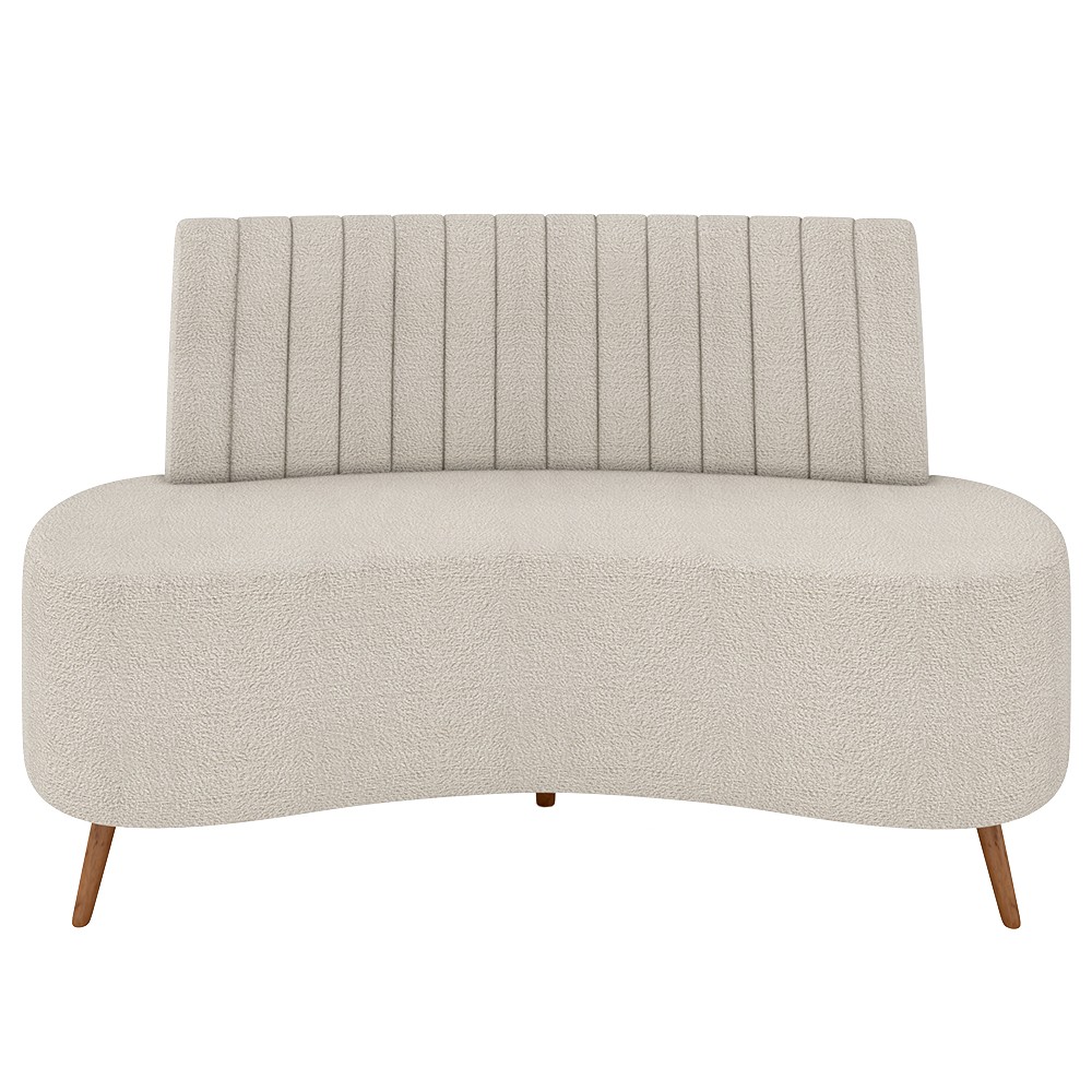 Sofá 2 Lugares para Sala Living 135cm Pés Palito Tamar K04 Bouclê Bege - Mpozenato