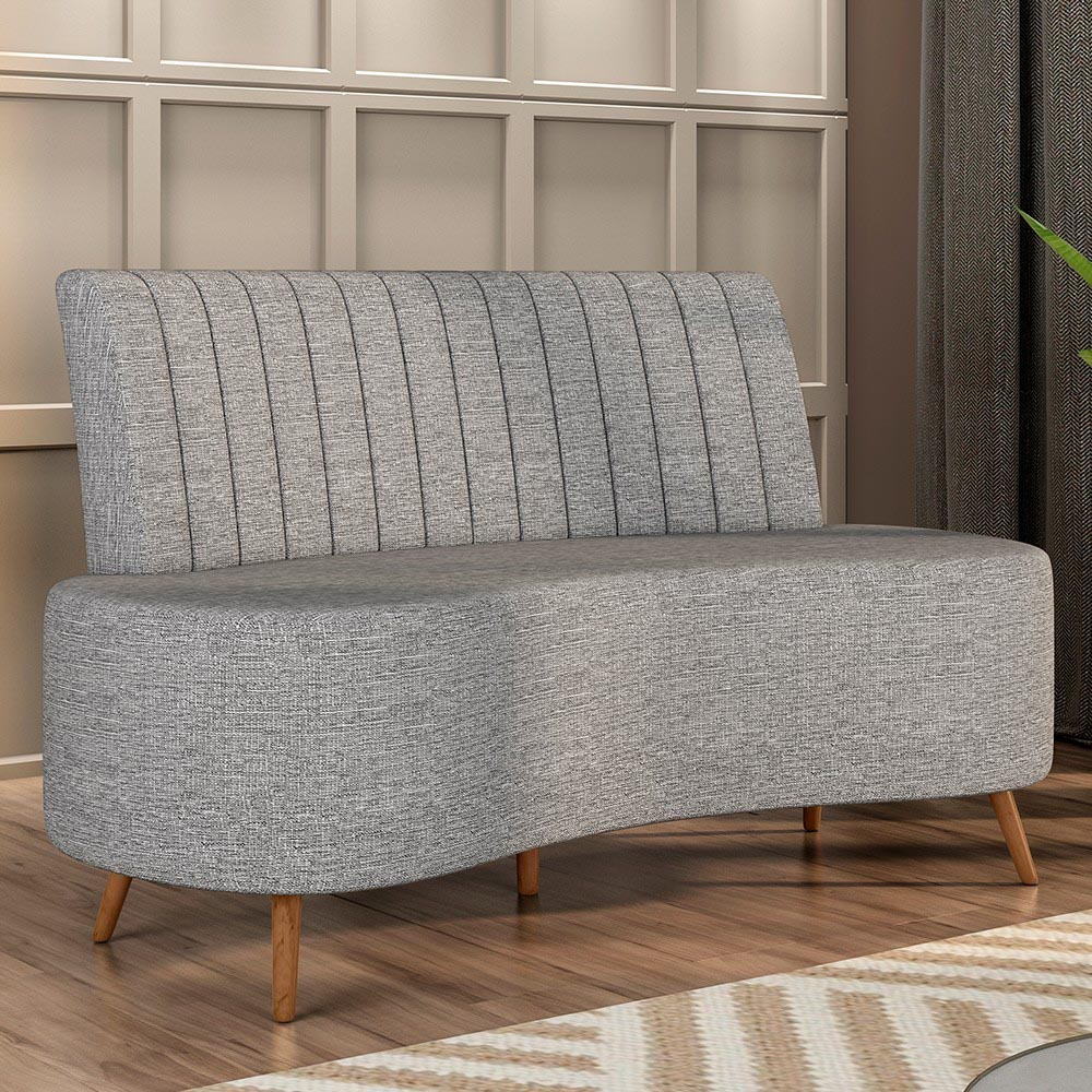 Sofá 2 Lugares para Sala Living 135cm Pés Palito Tamar K04 Linho Cinza - Mpozenato