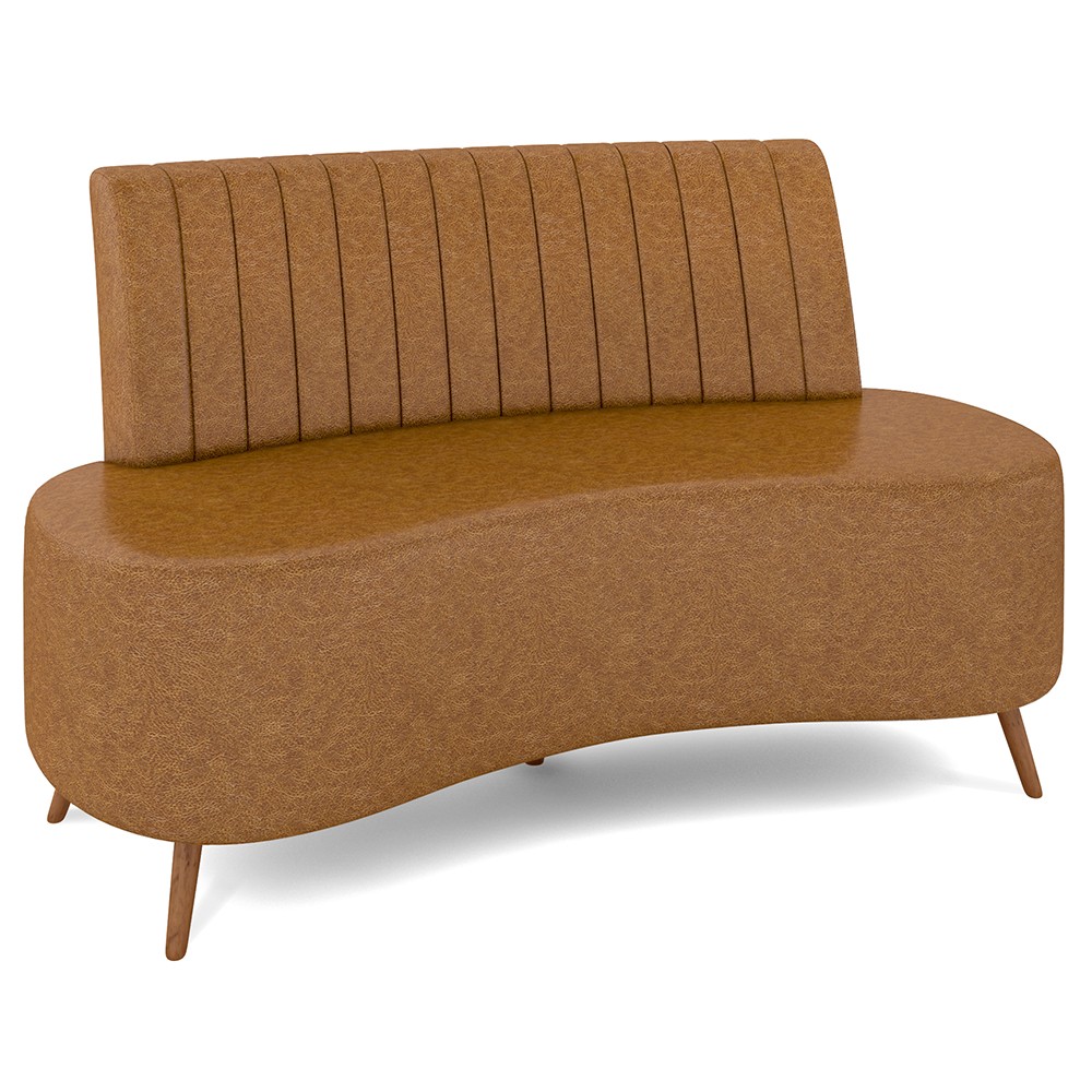 Sofá 2 Lugares para Sala Living 135cm Pés Palito Tamar K04 Sintético Caramelo - Mpozenato