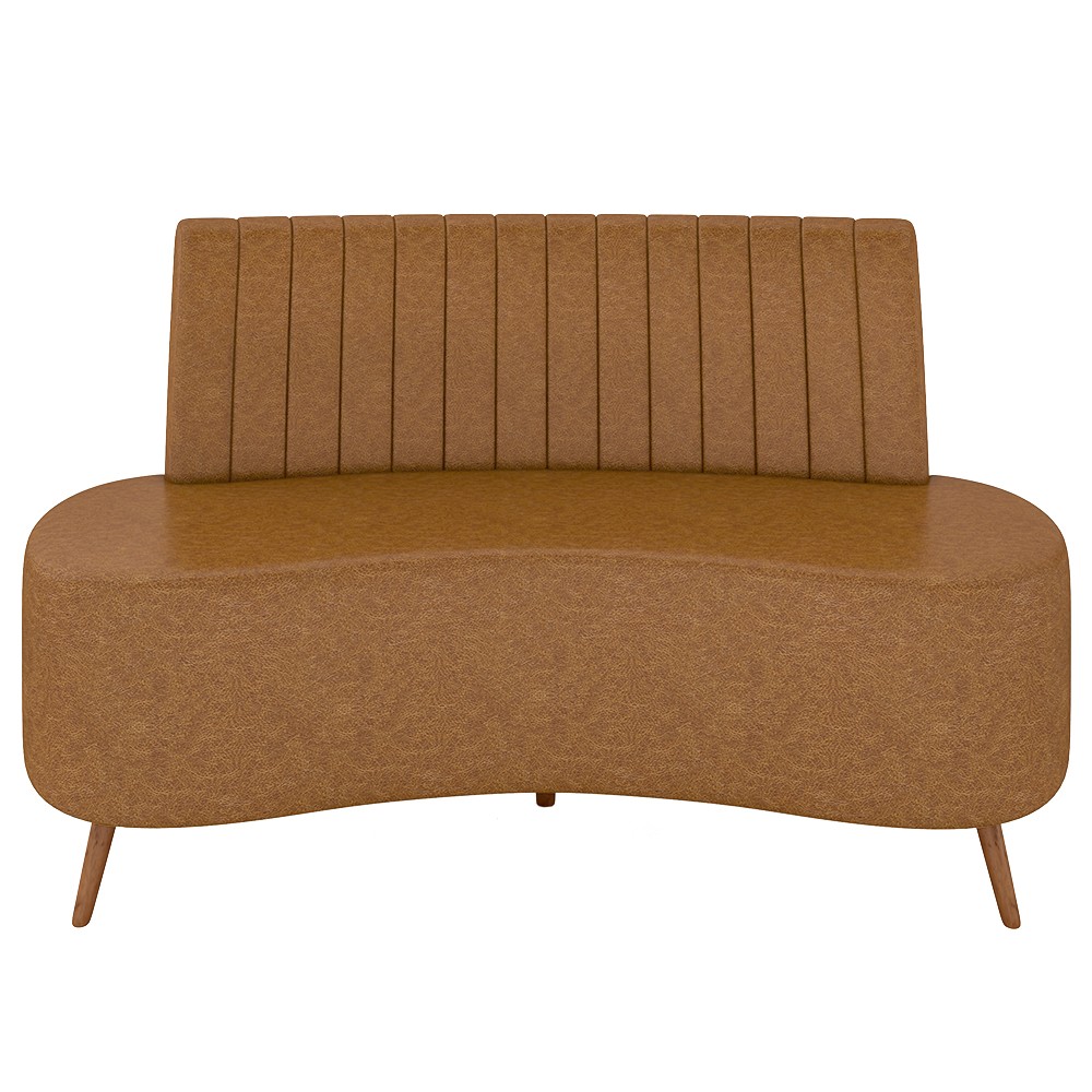 Sofá 2 Lugares para Sala Living 135cm Pés Palito Tamar K04 Sintético Caramelo - Mpozenato