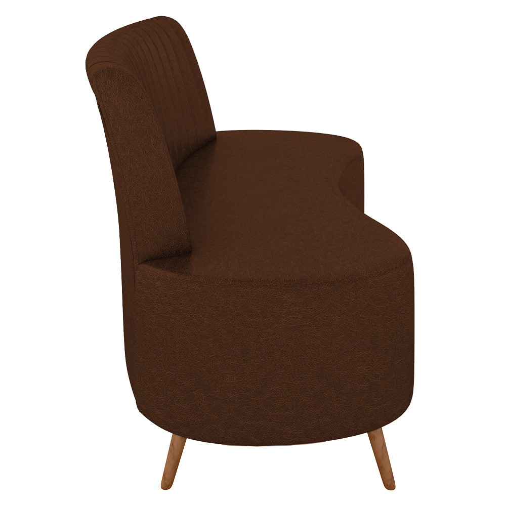 Sofá 2 Lugares para Sala Living 135cm Pés Palito Tamar K04 Sintético Marrom - Mpozenato