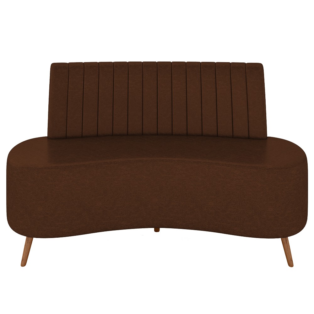 Sofá 2 Lugares para Sala Living 135cm Pés Palito Tamar K04 Sintético Marrom - Mpozenato