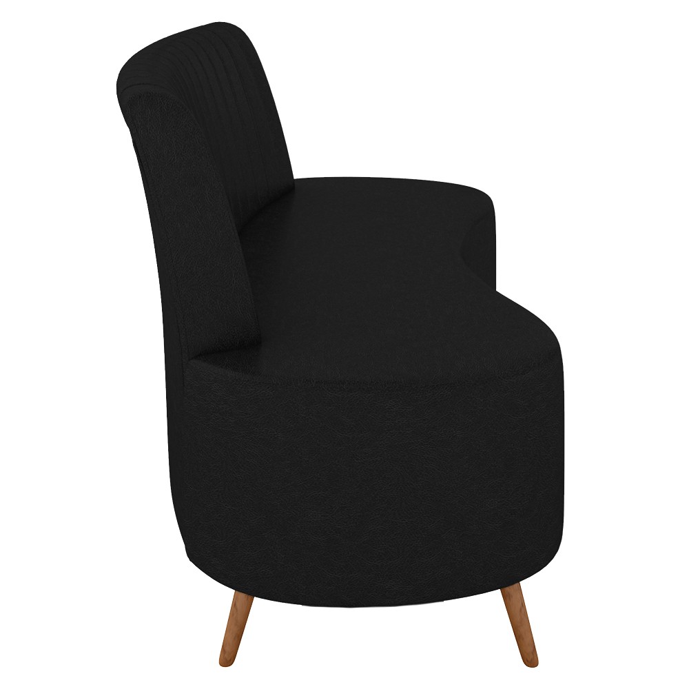 Sofá 2 Lugares para Sala Living 135cm Pés Palito Tamar K04 Sintético Preto - Mpozenato