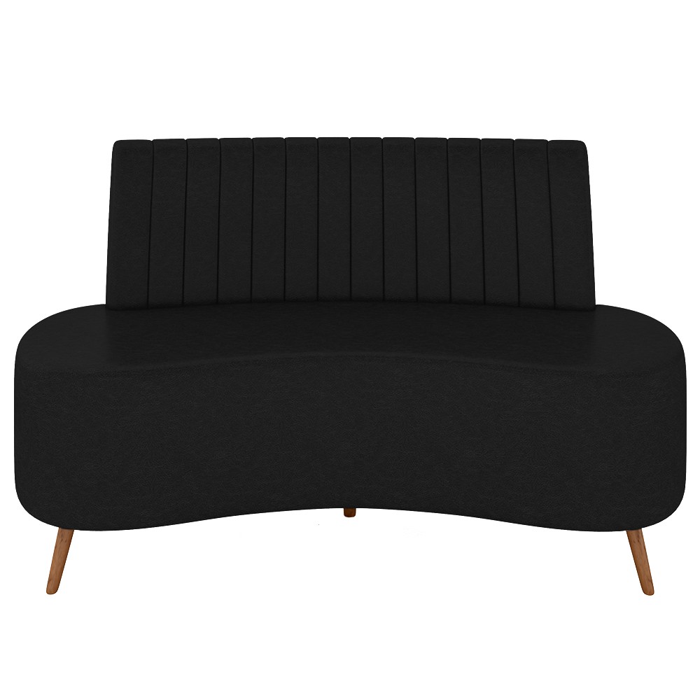 Sofá 2 Lugares para Sala Living 135cm Pés Palito Tamar K04 Sintético Preto - Mpozenato