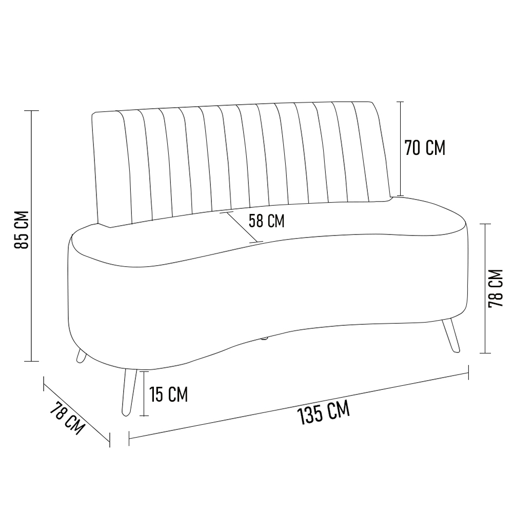 Sofá 2 Lugares para Sala Living 135cm Pés Palito Tamar K04 Veludo Cinza - Mpozenato