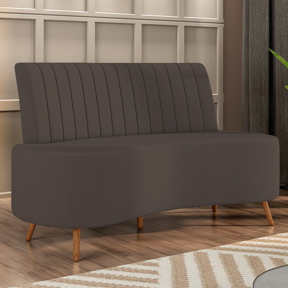 Sofá 2 Lugares para Sala Living 135cm Pés Palito Tamar K04 Veludo Marrom - Mpozenato