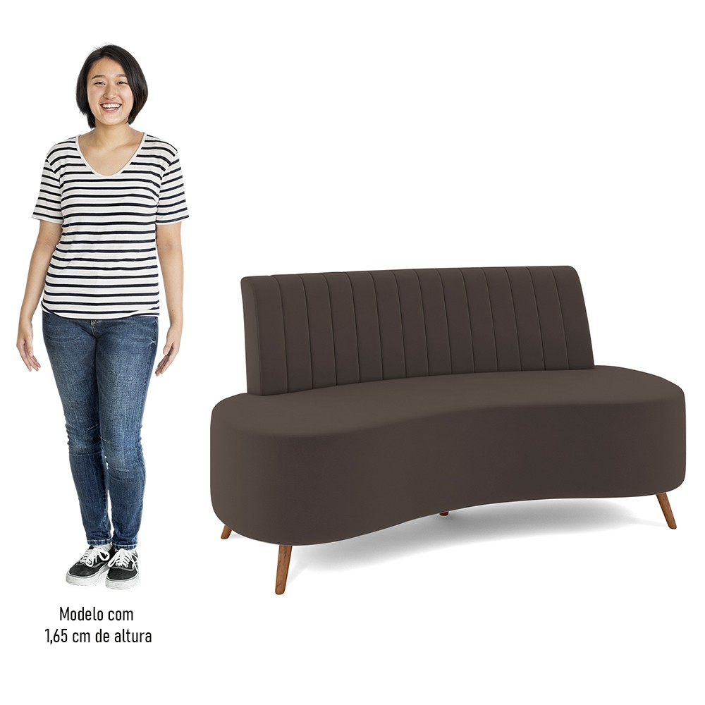 Sofá 2 Lugares para Sala Living 135cm Pés Palito Tamar K04 Veludo Marrom - Mpozenato