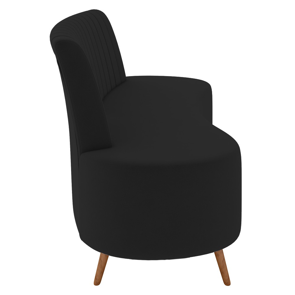 Sofá 2 Lugares para Sala Living 135cm Pés Palito Tamar K04 Veludo Preto - Mpozenato