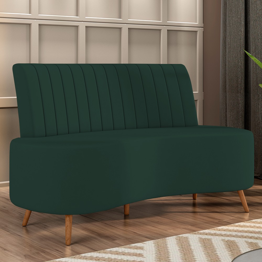 Sofá 2 Lugares para Sala Living 135cm Pés Palito Tamar K04 Veludo Verde - Mpozenato