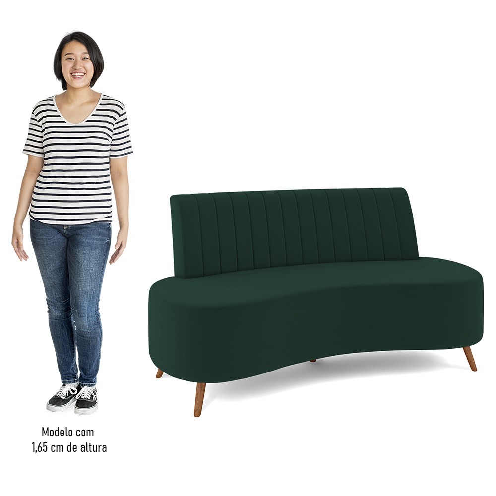 Sofá 2 Lugares para Sala Living 135cm Pés Palito Tamar K04 Veludo Verde - Mpozenato