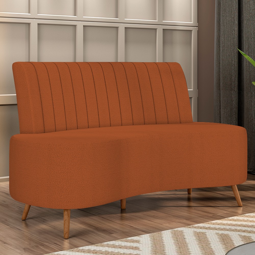 Sofá 2 Lugares para Sala Living 135cm Pés Palito Tamar Z08 Boucle Terracota - Mpozenato