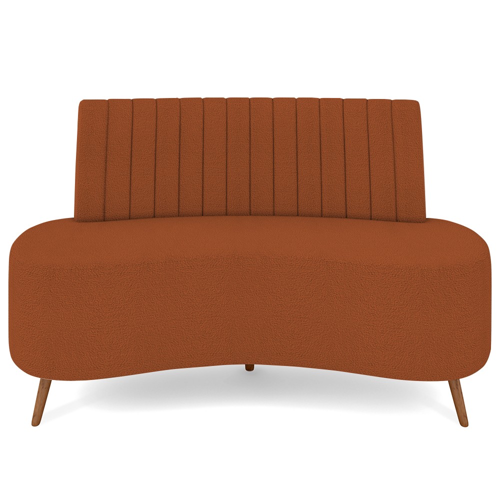 Sofá 2 Lugares para Sala Living 135cm Pés Palito Tamar Z08 Boucle Terracota - Mpozenato