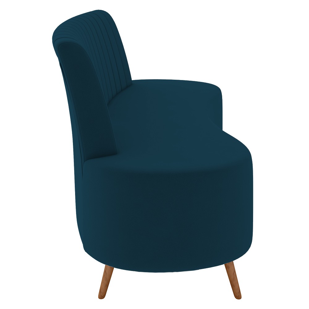 Sofá 2 Lugares para Sala Living 135cm Pés Palito Tamar Z08 Veludo Azul - Mpozenato