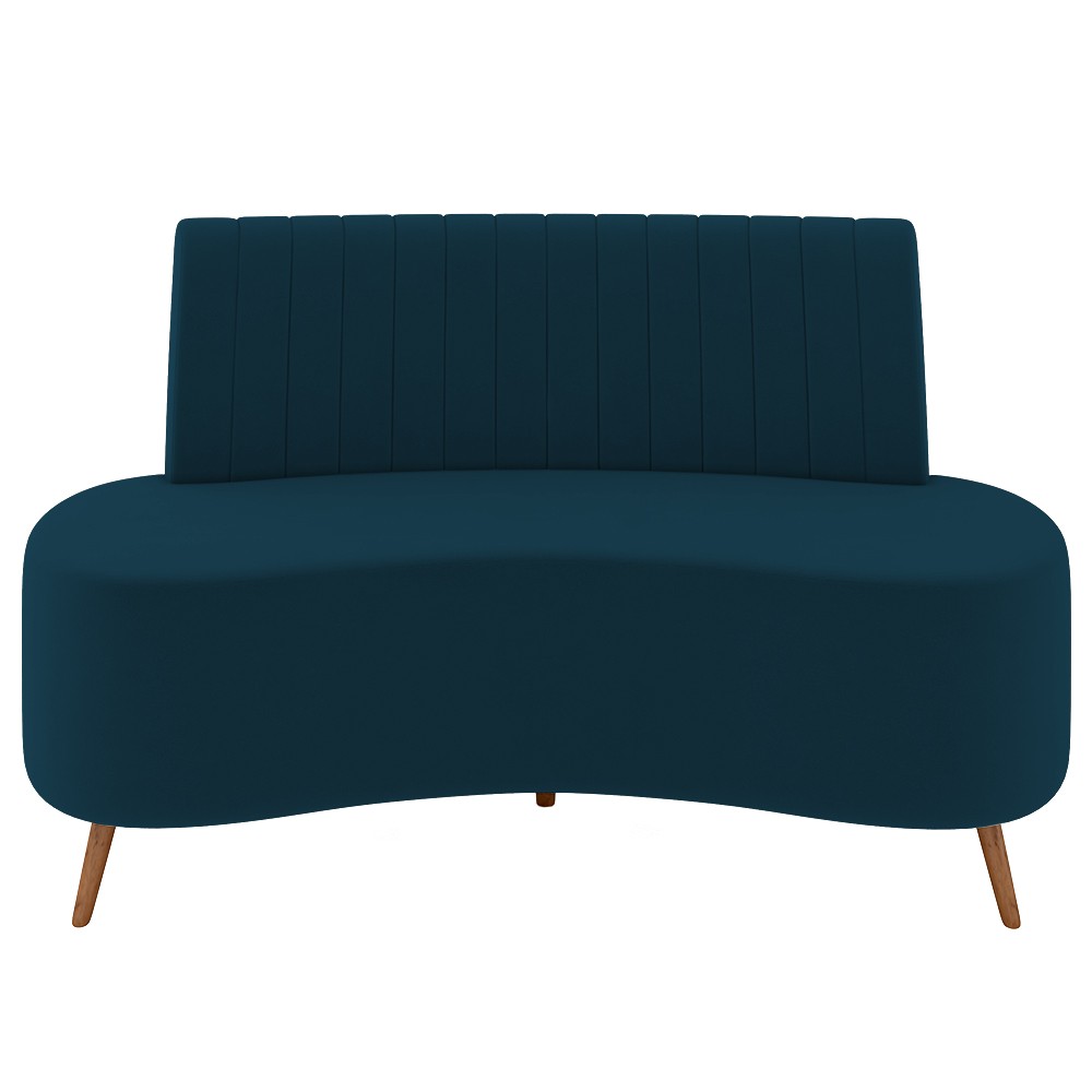 Sofá 2 Lugares para Sala Living 135cm Pés Palito Tamar Z08 Veludo Azul - Mpozenato