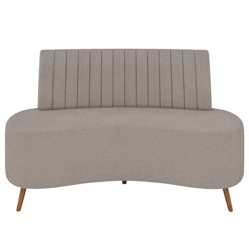 Sofá 2 Lugares para Sala Living 160cm Pés Palito Tamar Z08 Boucle Bege Escuro - Mpozenato