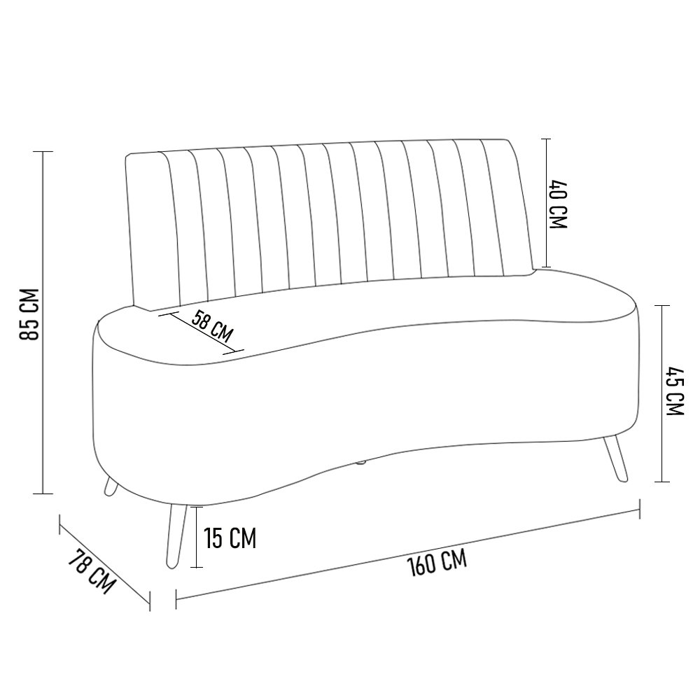 Sofá 2 Lugares para Sala Living 160cm Pés Palito Tamar Z08 Sintético Marrom - Mpozenato