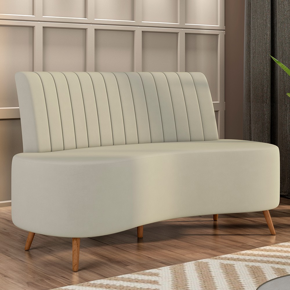 Sofá 2 Lugares para Sala Living 160cm Pés Palito Tamar Z08 Veludo Bege - Mpozenato