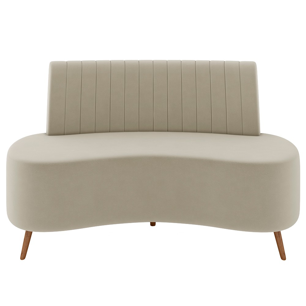 Sofá 2 Lugares para Sala Living 160cm Pés Palito Tamar Z08 Veludo Bege - Mpozenato