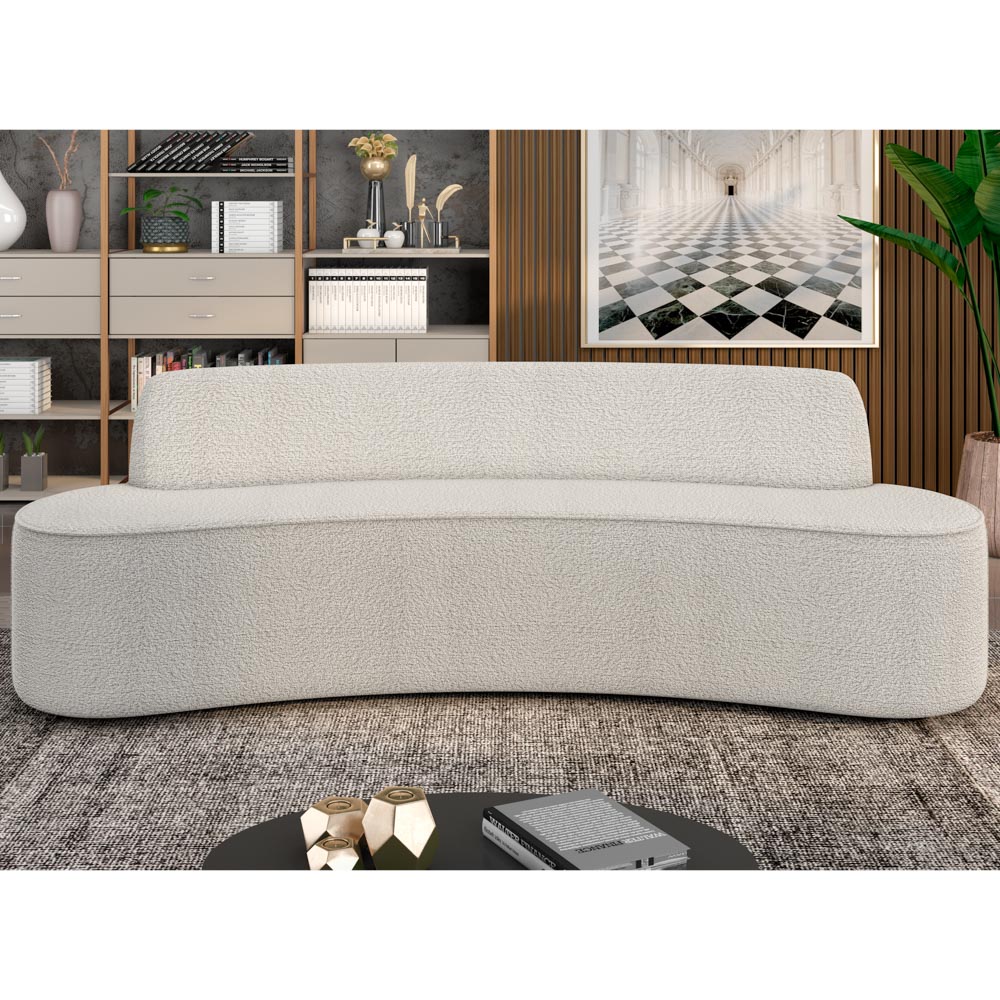 Sofá 2 Lugares para Sala de Estar Living 150cm Koane D06 Bouclê Creme - Mpozenato