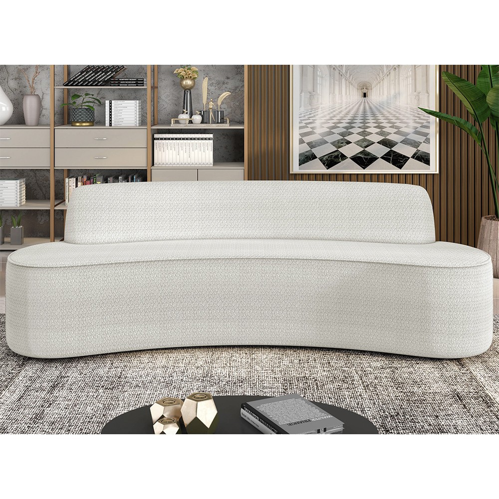 Sofá 2 Lugares para Sala de Estar Living 150cm Koane D06 Bouclê Off White - Mpozenato