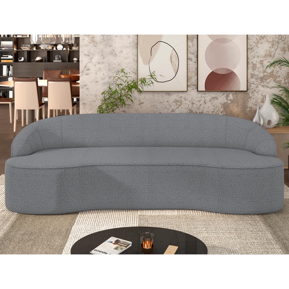 Sofá 2 Lugares para Sala de Estar Living 150cm Theo D06 Bouclê Cinza - Mpozenato