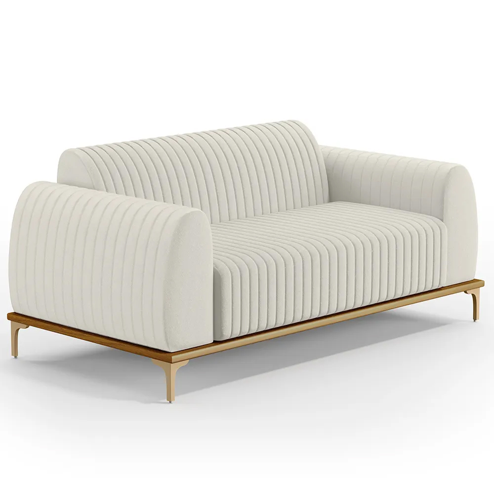 Sofá 210cm 3 Lugares Base Gold Molino D06 Linho C-367 Cru - Mpozenato