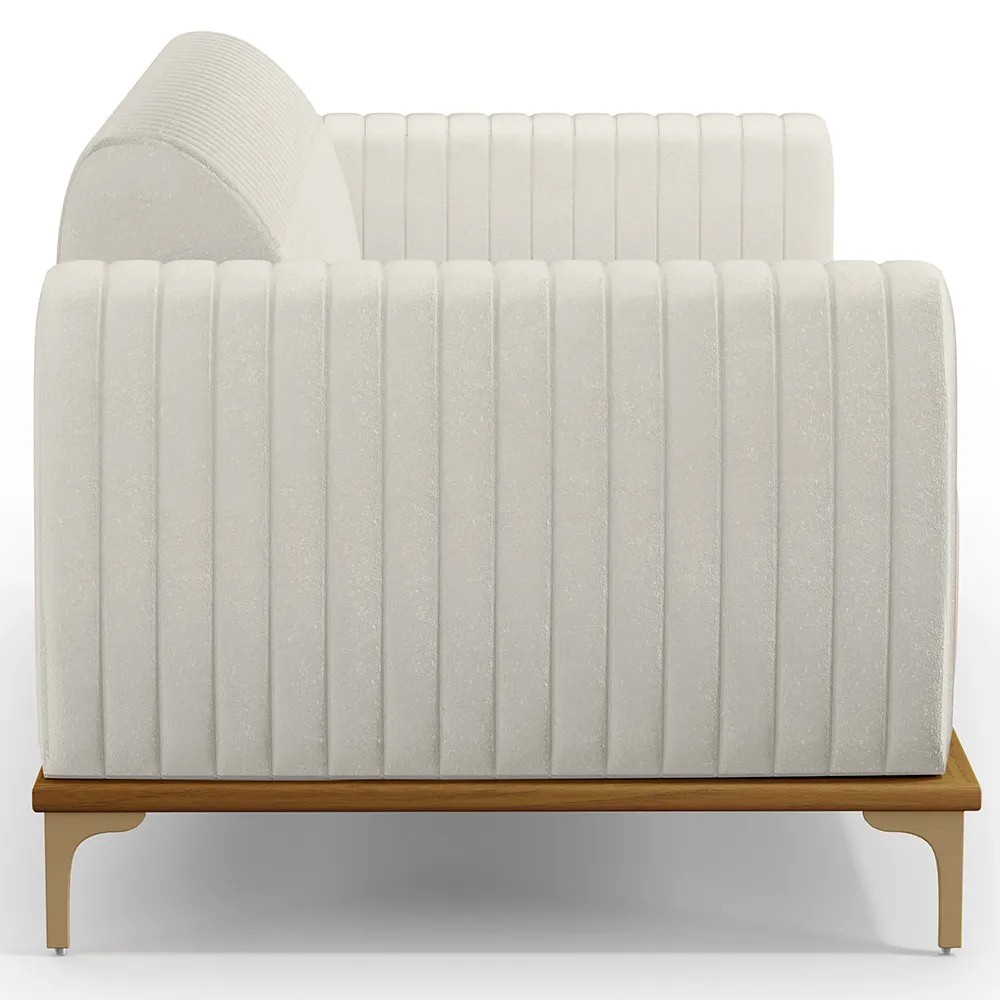 Sofá 210cm 3 Lugares Base Gold Molino D06 Linho C-367 Cru - Mpozenato