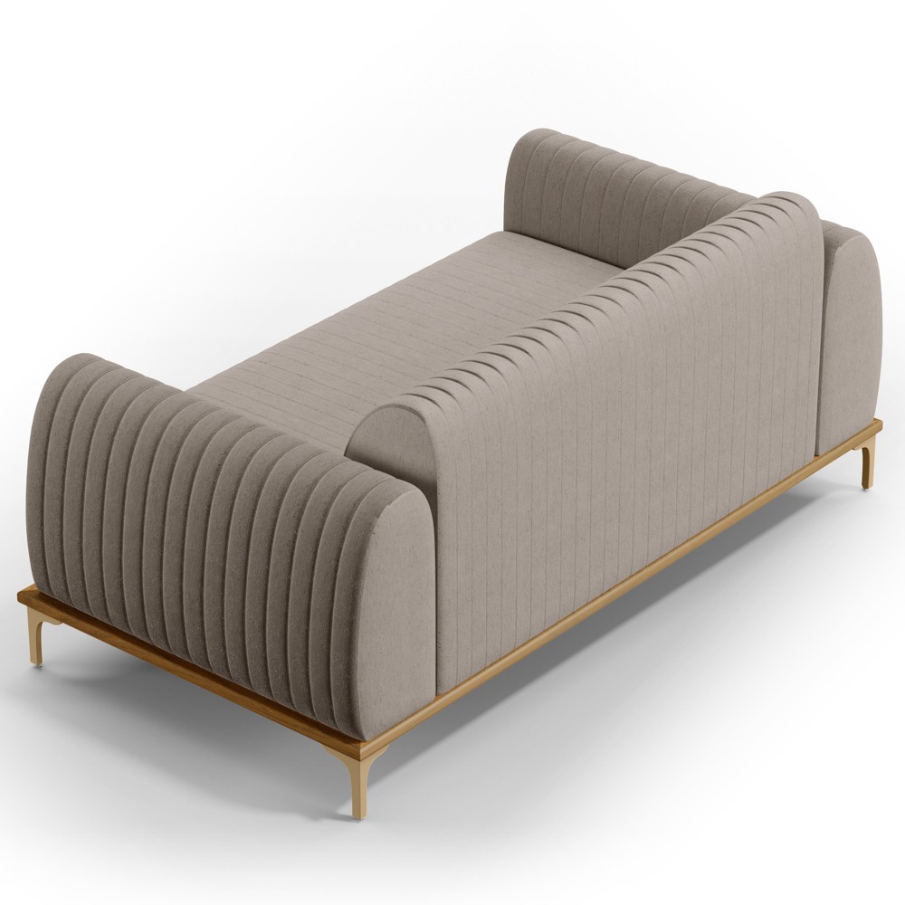 Sofá 210cm 3 Lugares Base Gold Molino D06 Linho C-370 Bege - Mpozenato