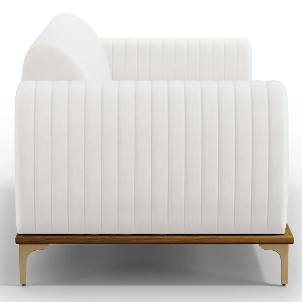 Sofá 210cm 3 Lugares Base Gold Molino D06 PU C-12 Branco - Mpozenato
