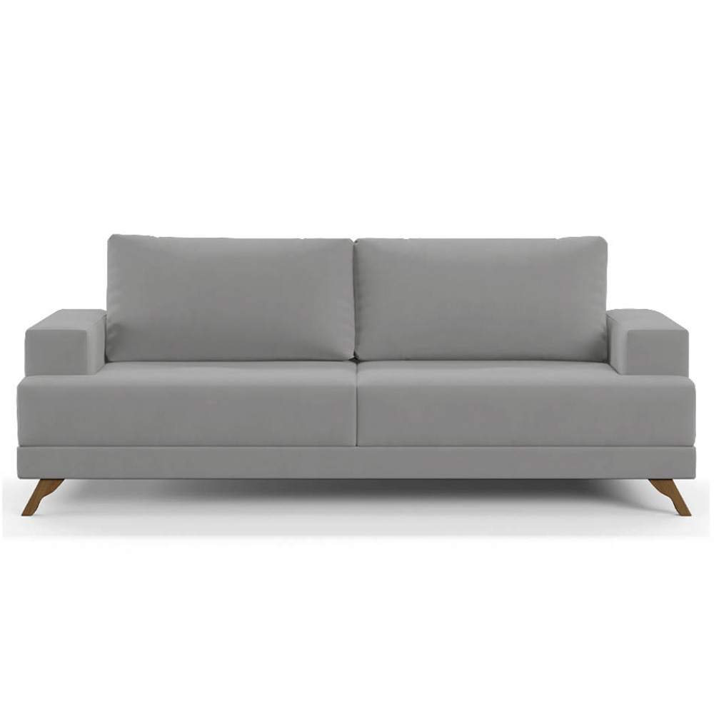 Sofá 3 Lugares 180cm Living Pés Curvos Santi D05 Suede Cinza - Mpozenato