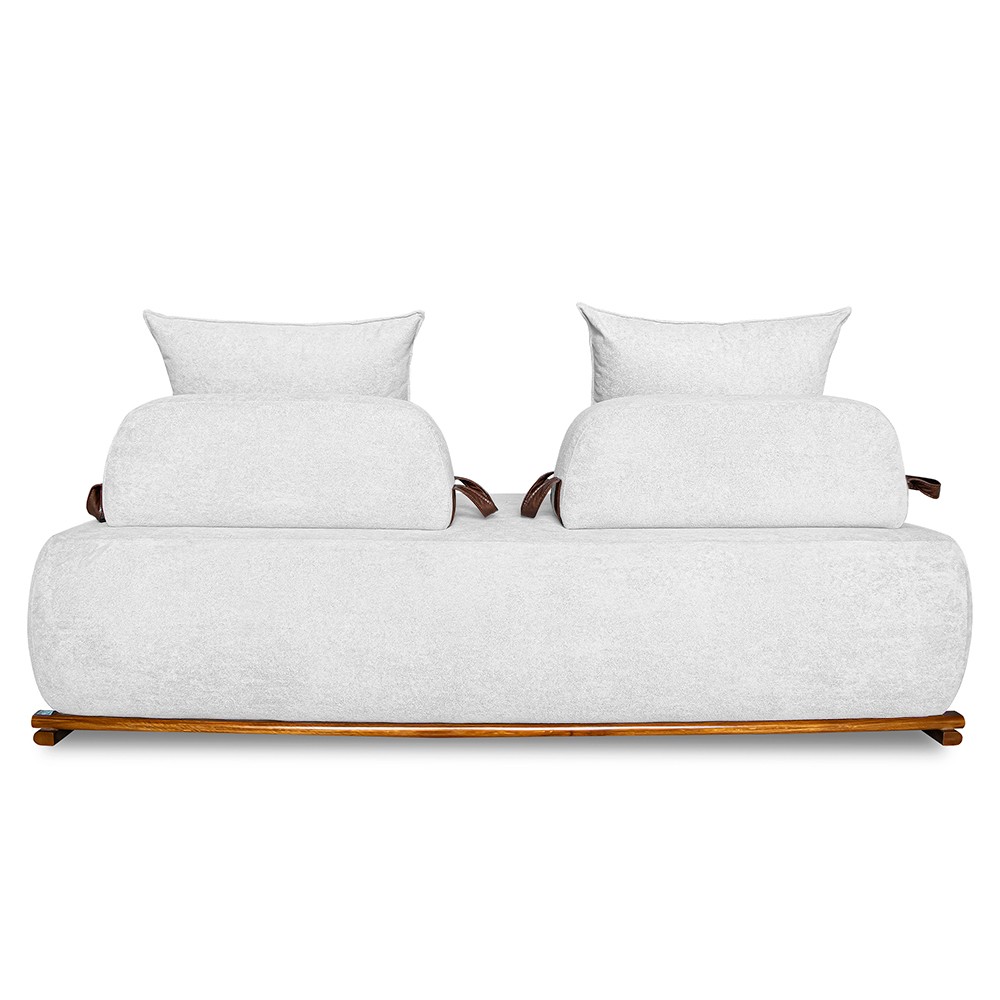 Sofá 3 Lugares 200cm Ilha Base Madeira Viero S06 Boucle Branco - Mpozenato