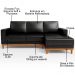 Sofá 3 Lugares 200cm Living Com Chaise Direito Sala de Estar Kayrós D05 Sintético Preto - Mpozenato