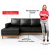 Sofá 3 Lugares 200cm Living Com Chaise Esquerdo Sala de Estar Kayrós D05 Sintético Preto - Mpozenato